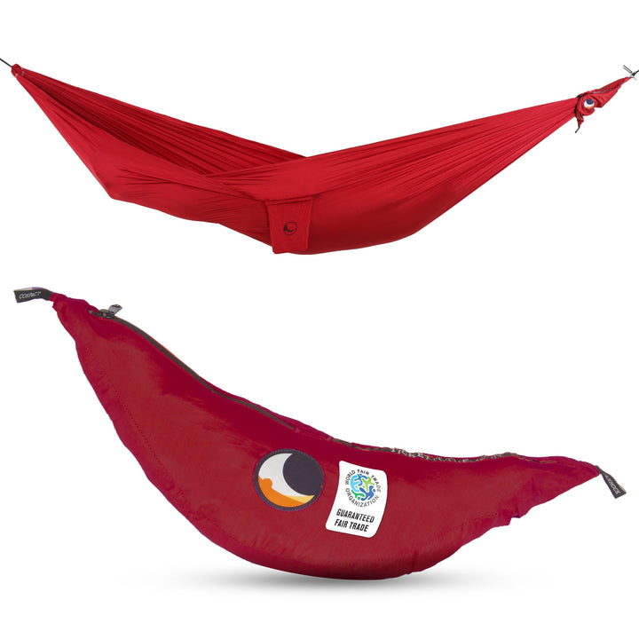 Fair Trade & handgemachte Compact-Leicht-Hängematte Burgund für Reisen, Camping und Alltag, 3,2 * 1,
