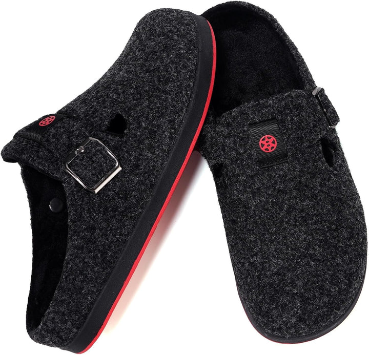 Sisttke Hausschuhe Damen Herren Filzpantoffeln Unisex Winter Geschlossen Pantoffeln mit Wechselfussb