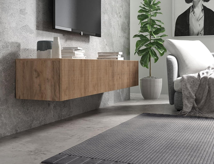 Wuun® TV Lowboard I 100cm-280cmI TV Board hängend Hängeschrank Wohnwand/Somero/Eiche 160 Eiche / Eic