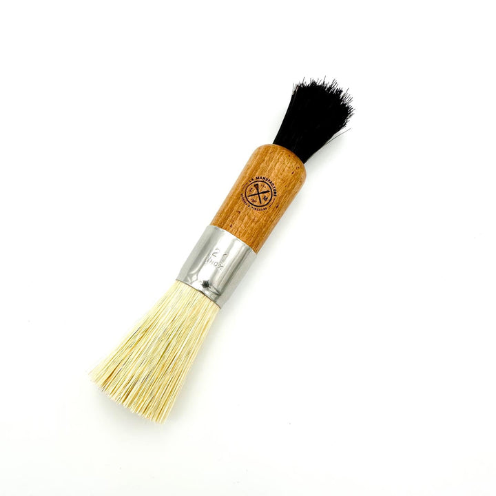RBN Doppelseitige Naturfaser-Bürste für Pilze und Gemüse, Buchenholzgriff, Braun
