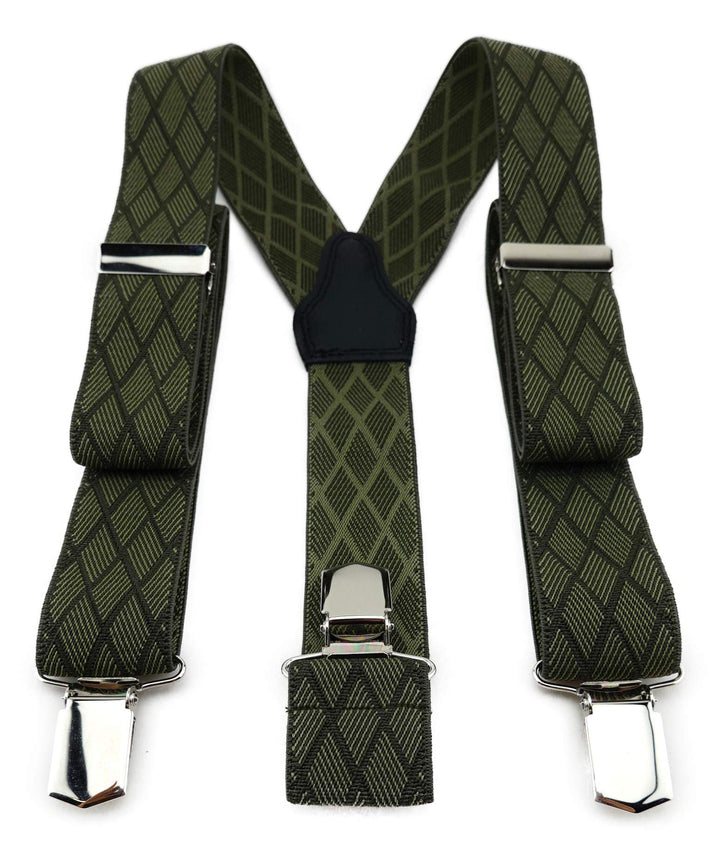 TigerTie Unisex Hosenträger in Y-Form mit 3 extra starken Clips - Farbe in kariert - hochwertige Ver