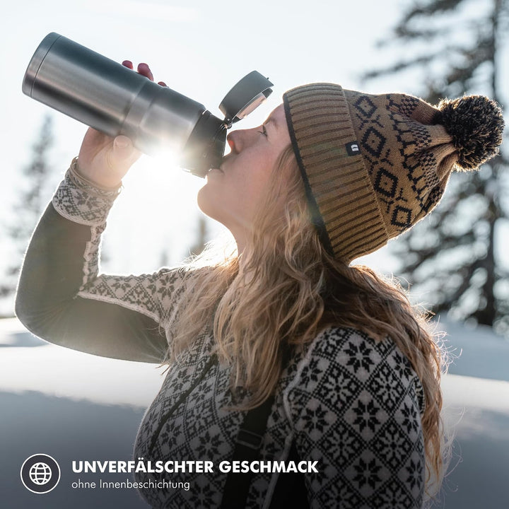 Thermos Stainless King Bottle 0,70l, Midnight Blue, Thermosflasche aus Edelstahl, Safe Flow Lid, spü
