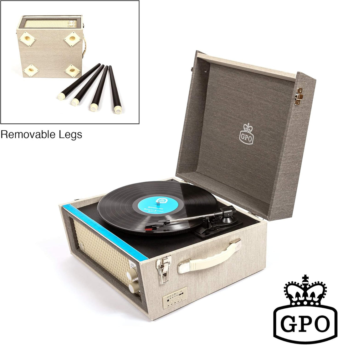 GPO Bermuda Plattenspieler; Klassischer Schallplattenspieler im Retro Stil mit MP3/USB; integriertem