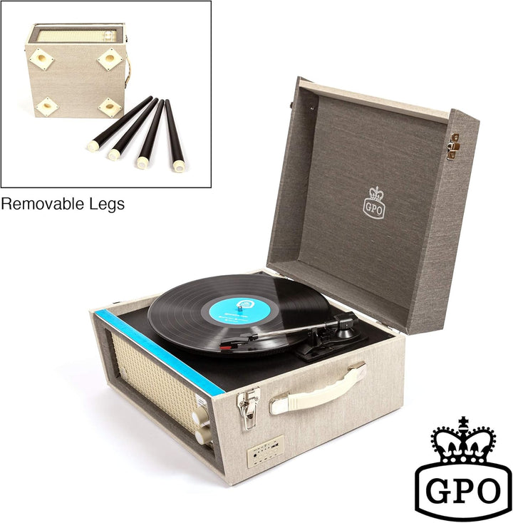 GPO Bermuda Plattenspieler; Klassischer Schallplattenspieler im Retro Stil mit MP3/USB; integriertem