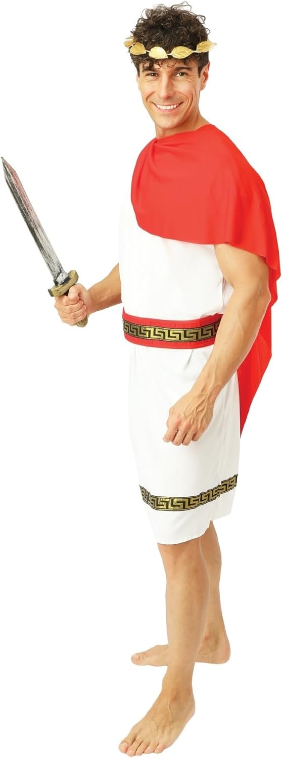 P'TIT CLOWN - Römisches Kostüm, Römerin - Kostüm für Erwachsene - Kleid, Stola, Gürtel, Krone - Perf