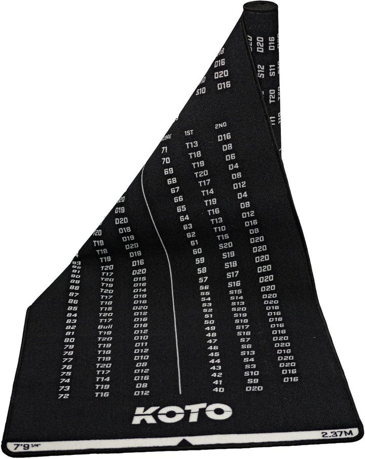 KOTO - Carpet Checkout Dartmatte, Schutz Bodens und Dartpfeile, Mit Score-Indikation + Oche 237x80cm