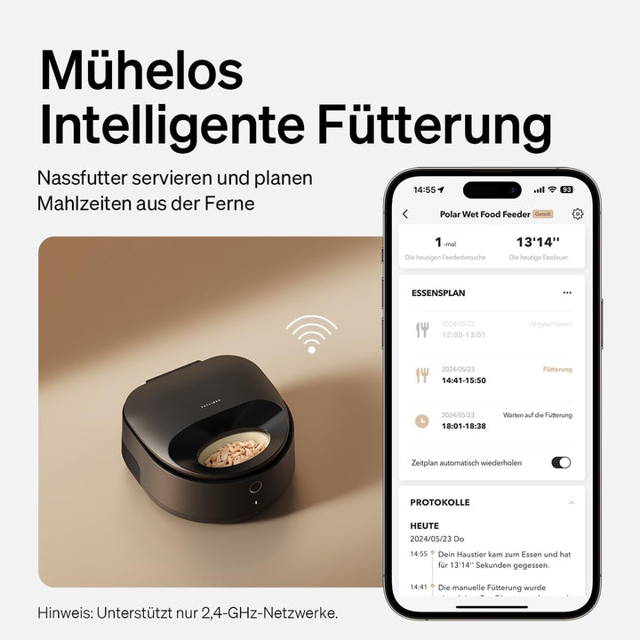 PETLIBRO Futterautomat Katze Nassfutter, 2,4 GHz Wi-Fi Smart App-Steuerung, Neufassung Nassfutteraut