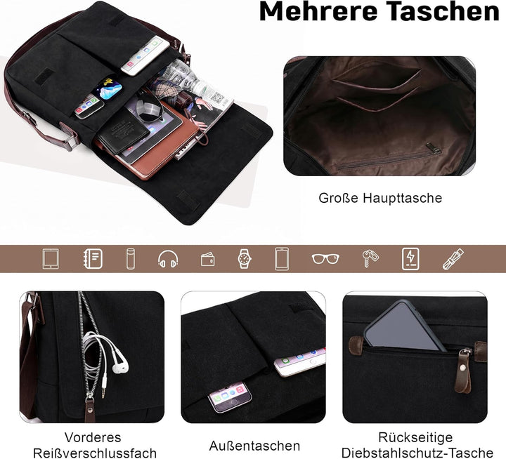 VARLIVOO Umhängetasche für Herren Schultertaschen 14" Zoll Laptoptaschen Messenger Bags Kuriertasche