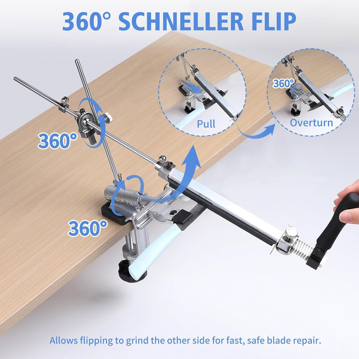 14Pcs Messerschärfer Profi Knife Sharpener mit Aufbewahrungsbox Messerschleifer 360° Flip Drehung Me