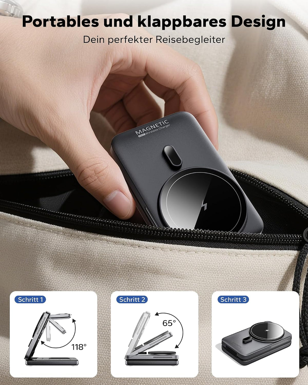 KPON Magsafe Ladestation für Apple Watch und iPhone, 3 in 1 Faltbares Magsafe Ladegerät Schnellladun