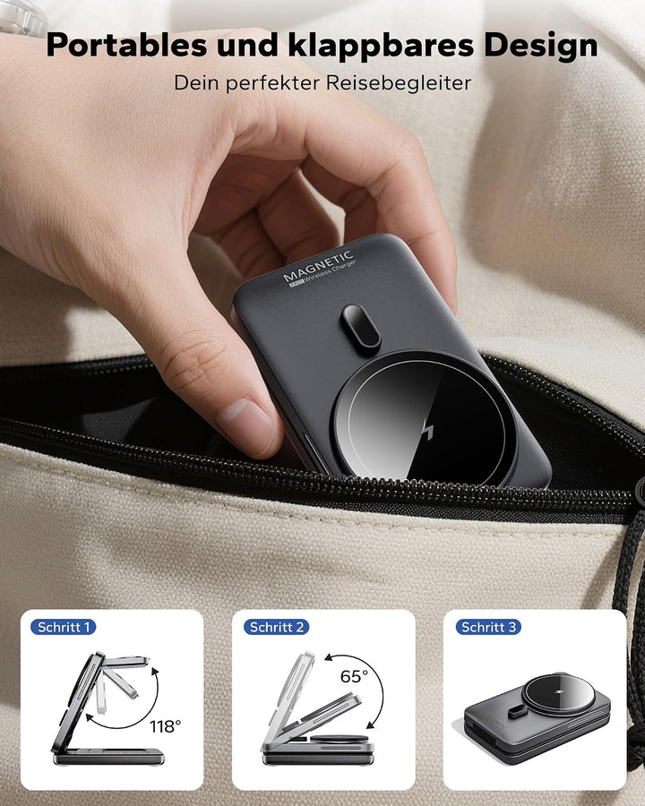 KPON Magsafe Ladestation für Apple Watch und iPhone, 3 in 1 Faltbares Magsafe Ladegerät Schnellladun