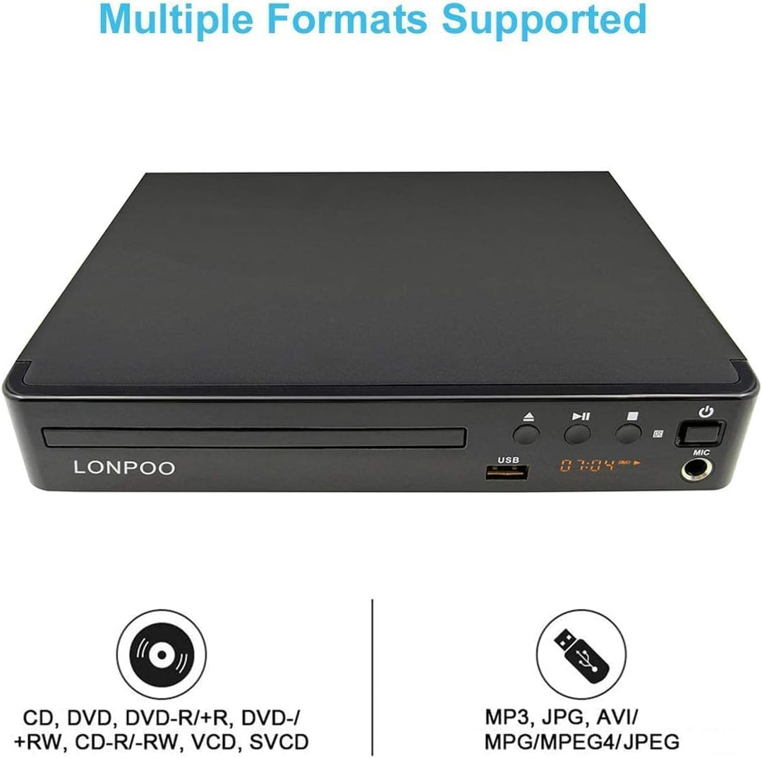 LP-099 DVD Player for TV, Region-Free CD Player with HDMI Connection (1080p Upscaling), AV Output, U