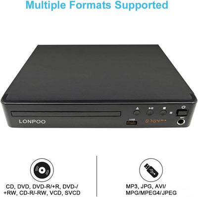 LP-099 DVD Player for TV, Region-Free CD Player with HDMI Connection (1080p Upscaling), AV Output, U