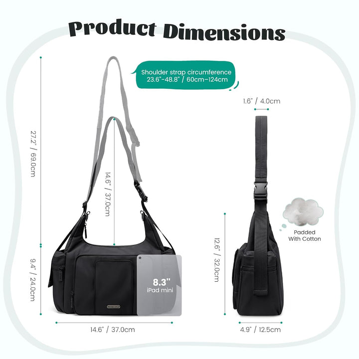 Puffer Wickeltasche, 14 l, grosse Kapazität, Reise-Wickeltasche, Crossbody-Krankenhaus-Tasche für Ma