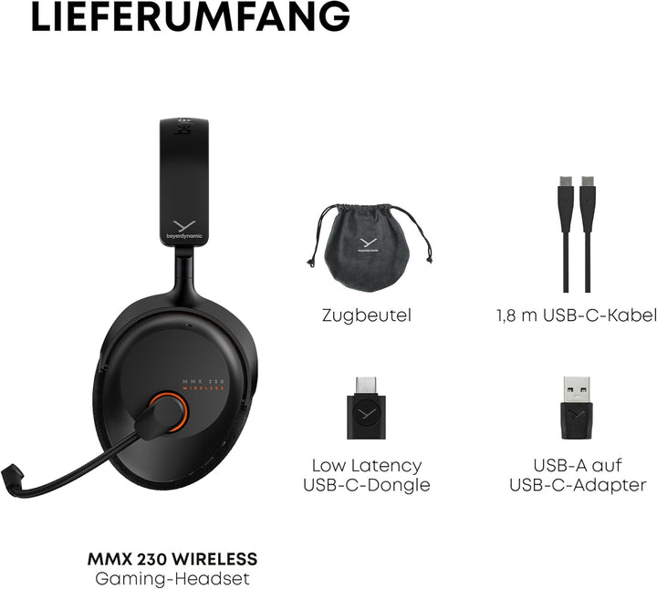beyerdynamic MMX 230 Wireless Gaming Headset mit Bluetooth® 6.0 und ANC in Schwarz, Schwarz