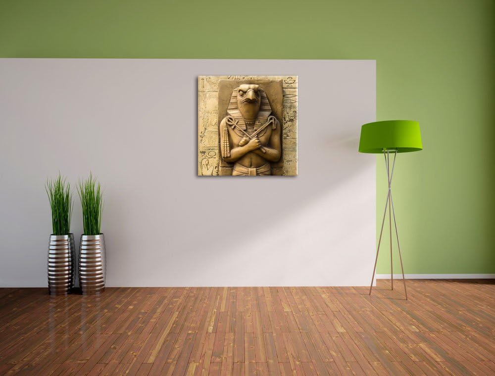 Ägyptischer Gott Horus, Format: 70x70 auf Leinwand, XXL riesige Bilder fertig gerahmt mit Keilrahmen