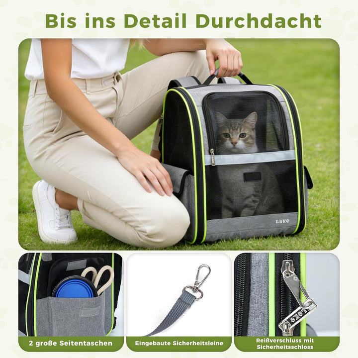 Lekesky Katzen Rucksack Hunderucksack für Mittel/Kleine Haustiere(2-8KG), KatzenRucksack mit Netzfen