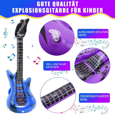 9 Stück Luftgitarre,9 Farben Aufblasbare Gitarre,Bunt Aufblasbare Gitarren Luftgitarren Zum Aufblase