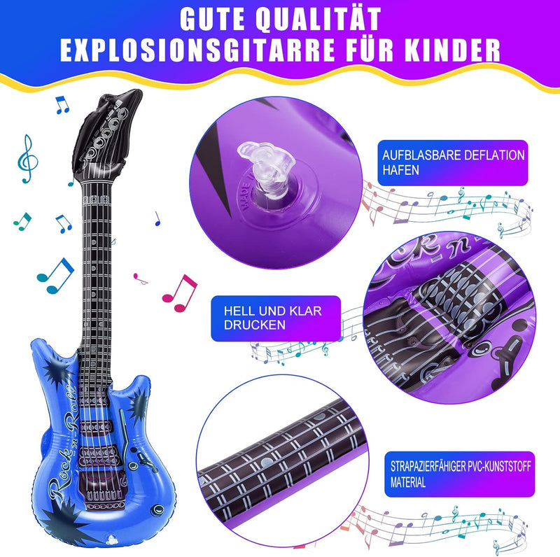 9 Stück Luftgitarre,9 Farben Aufblasbare Gitarre,Bunt Aufblasbare Gitarren Luftgitarren Zum Aufblase