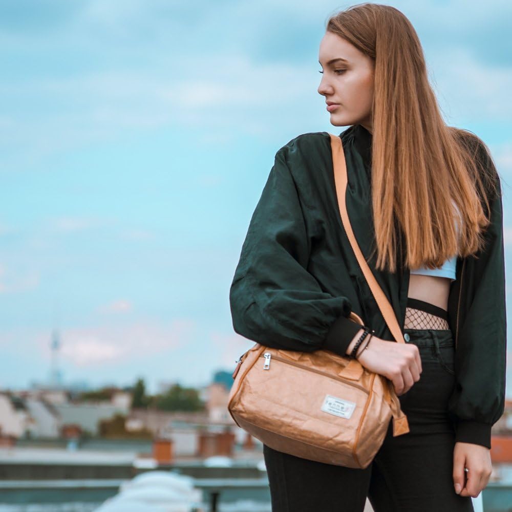 Fenner-Fashion Paper Bag Bowling Bag, Schultertasche, Henkeltasche Budapest Dunkelbraun, Dunkelbraun