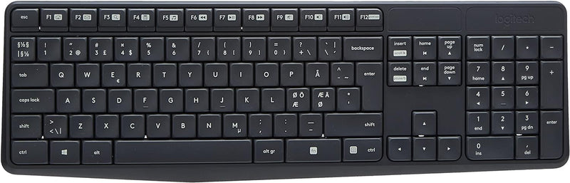 Logitech MK235 Kabelloses Set mit Tastatur und Maus für Windows, Skandinavisches QWERTY-Layout - Gra