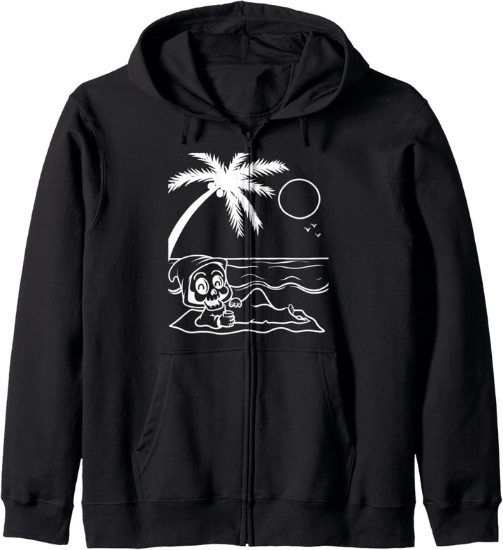 Lustiger Sensenmann Strandpullover Männer Frauen Kinder Kapuzenjacke