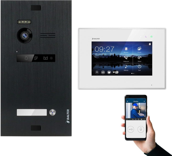 Nonic BALTER EVO Black Video-Türsprechanlage WLAN 1 Familienhaus (1x Türstation mit Kamera, 1x Touch