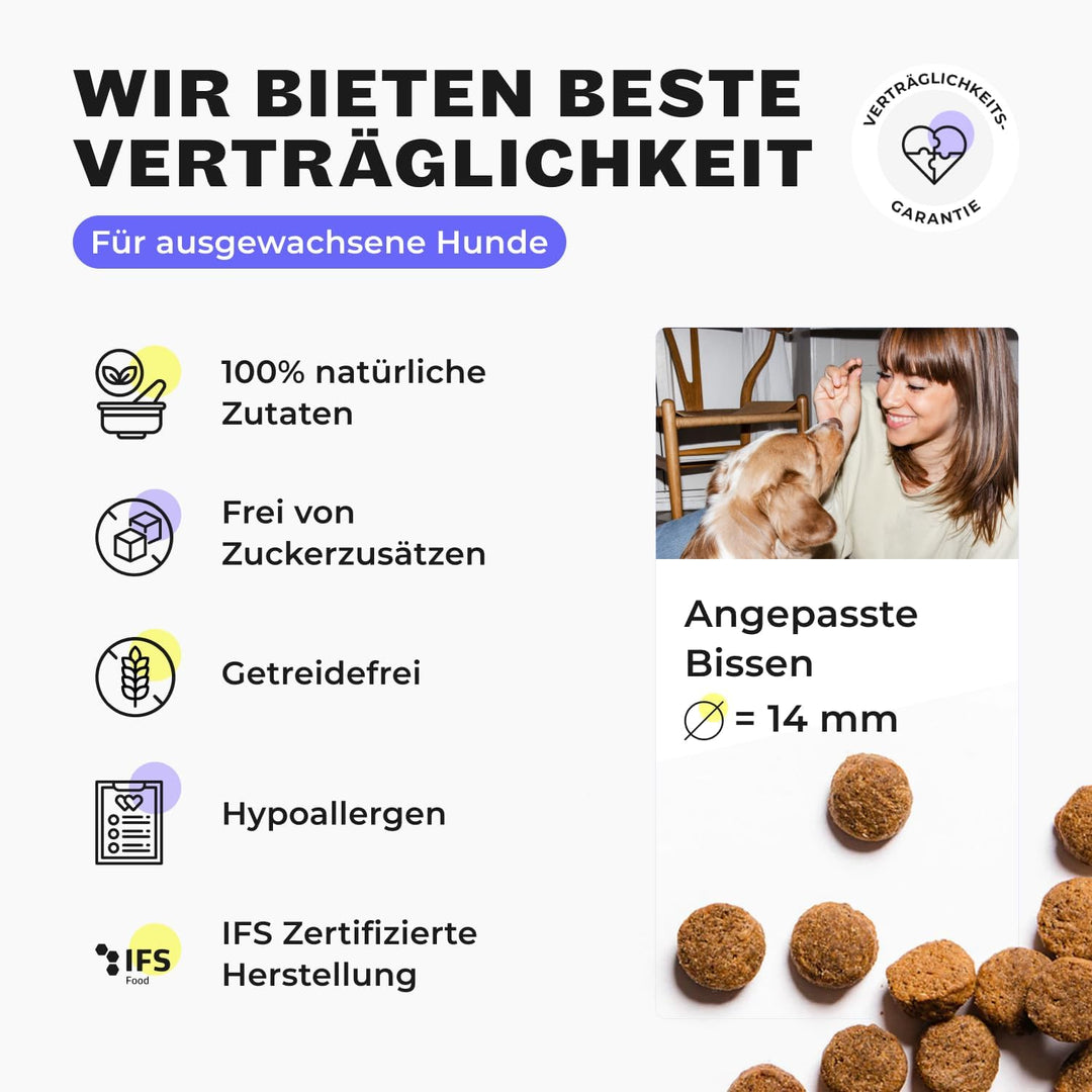 HEY HOLY – Happy Herders Trockenfutter – Premium Trockenfutter für ausgewachsene Hunde mit 40% Huhn