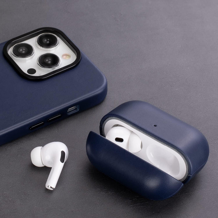 MAOGOAM Leder AirPods Pro 2 Hülle mit Knöpfen, Authentische Kristall-Pflanzenöl gewachste Lederhülle