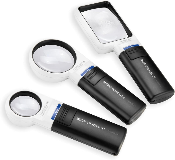 Eschenbach 15114 Optik Lupe Handlupe mit LED-Beleuchtung mobiluxLED Vergrösserng: 4x Linsengrösse: 7