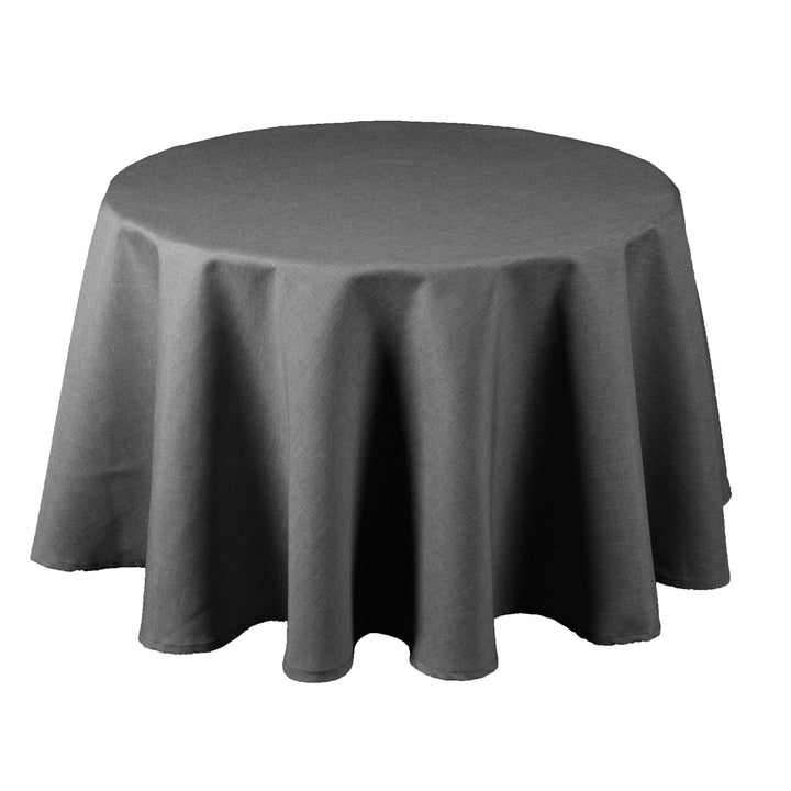 Textil Tischdecke - Leinen Optik - wasserabweisend Rund (Anthrazit, 140 cm) Anthrazit 140 cm, Anthra