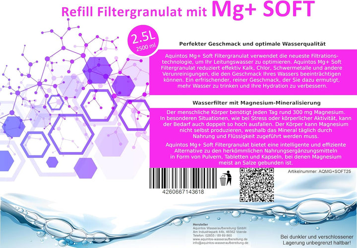 ReFill Filtergranulat mit Mg+ Ersatz für BWT Magnesium Mineralized und Aarke Enriched Mg+ Soft Filte
