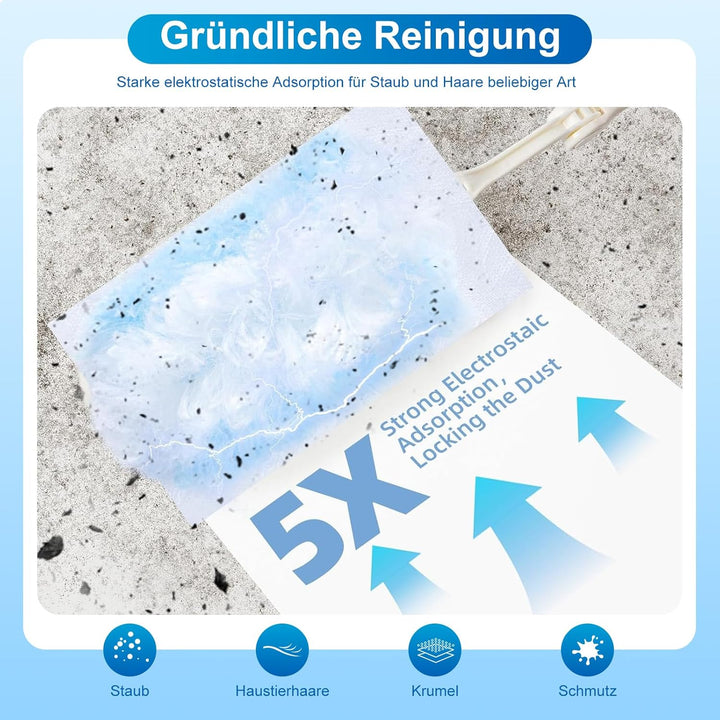 62 Stück Staubmagnete, Kompatibel mit Swiffer Staubmagnet Nachfüllpack, Einweg Magnetischer Feder-St