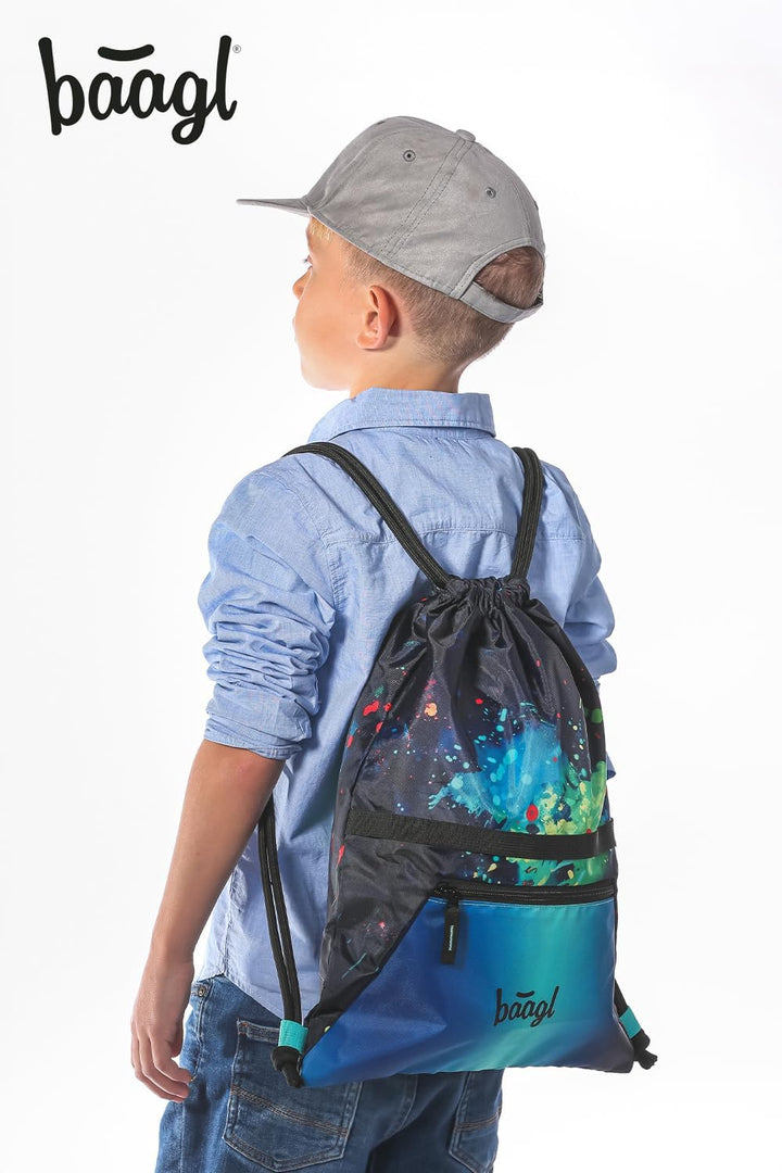 Baagl Schulranzen Jungen für 1. Klasse, Airy Schultasche Set 3-Teilig, Grundschule Schulrucksack für