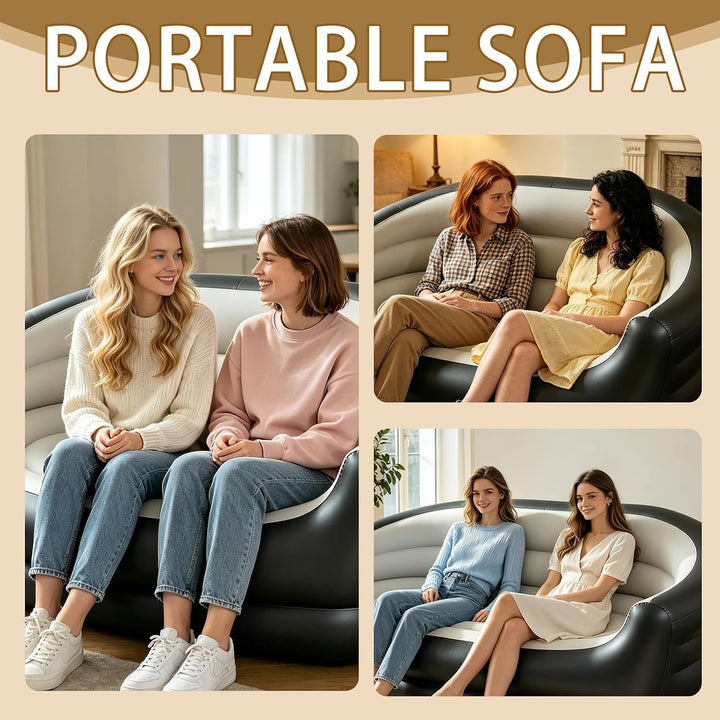 2-Sitzer Aufblasbares Sofa, Aufblasbarer Sessel mit Fusspumpe, Luftsofa Camping Outdoor, Aufblasbare
