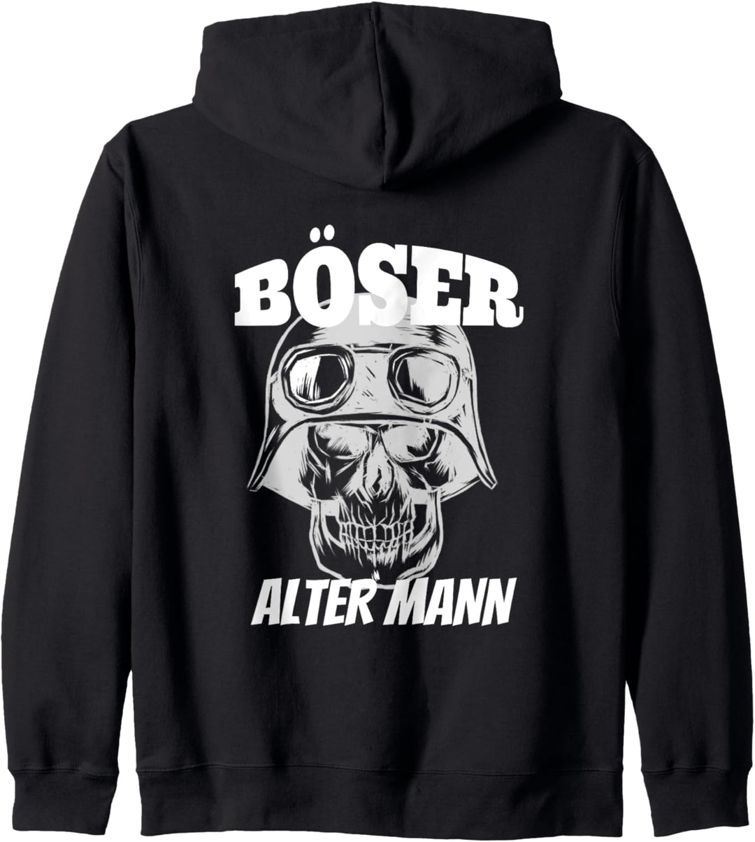 Retro Biker Böser alter Mann als Totenkopf Schädel Skull Kapuzenjacke