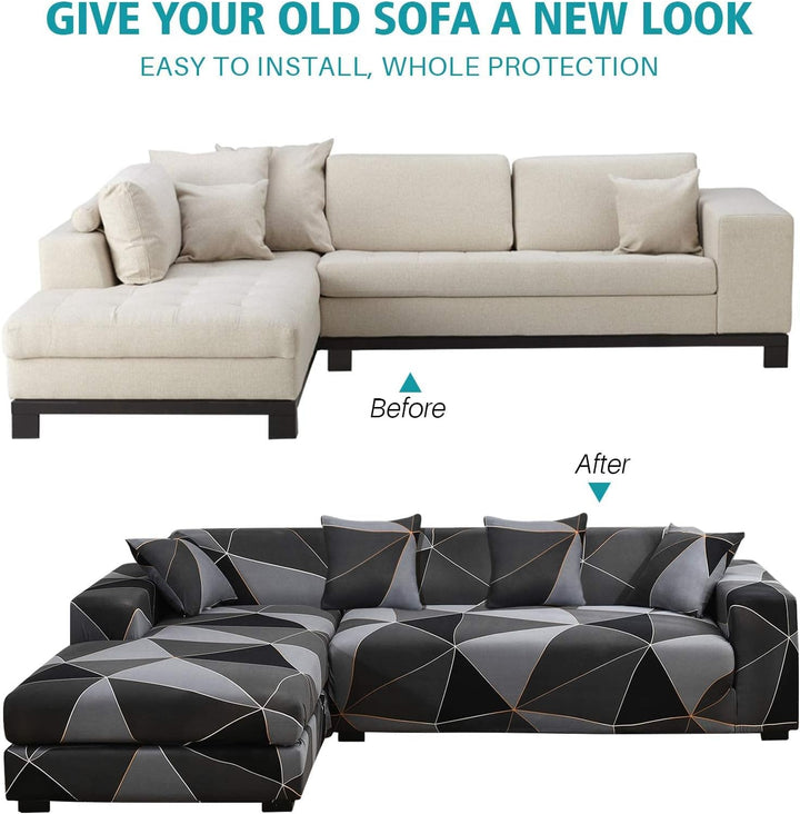 ShowyLive Sofa Überzug Ecksofa L Form Couch Überzug 2er Set Elastische Stretch mit 4 Stück Kissenbez