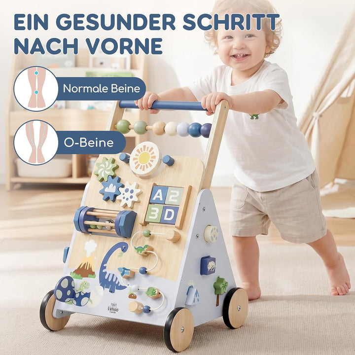 Lehoo Castle Lauflernwagen Holz mit Bremse, Dinosaurier Laufwagen ab 1 Jahr | Einstellbare Bremse, 9
