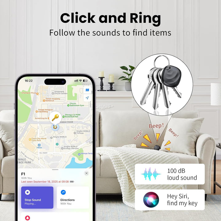 Hoxe Tracker Tags-4er Pack (nur iOS), Schlüsselfinder für Gepäck, Koffer | [MFi-Zertifiziert] Blueto