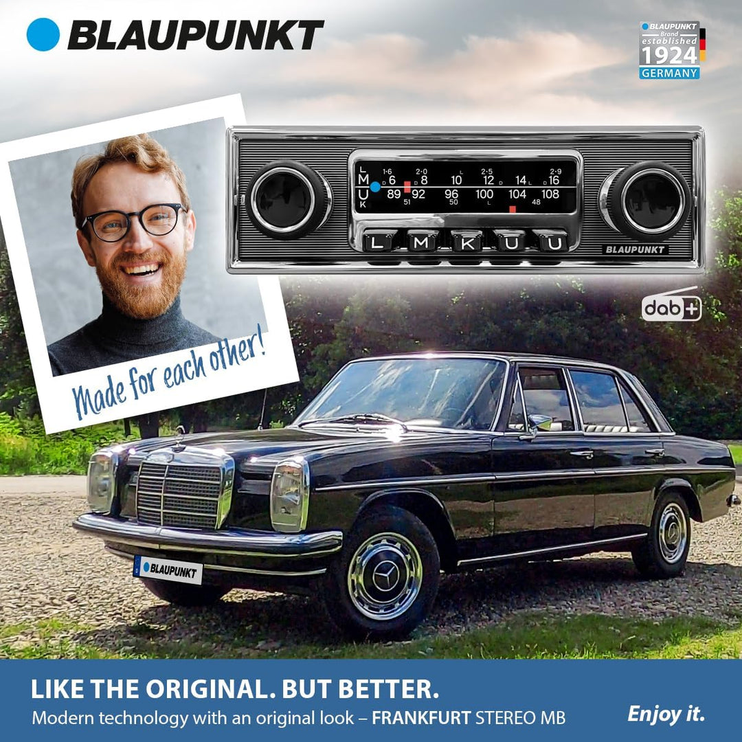 Blaupunkt Frankfurt Stereo MB, 1-DIN Autoradio, Oldtimer-Design, DAB+, Bluetooth, USB, Aux-Eingang,
