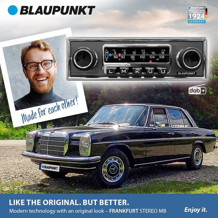 Blaupunkt Frankfurt Stereo MB, 1-DIN Autoradio, Oldtimer-Design, DAB+, Bluetooth, USB, Aux-Eingang,