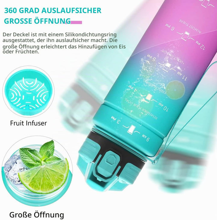 Zounich Trinkflasche Kinder Auslaufsichere 1L/700ml/500ml-BPA frei trinkflaschen Sport tritan Kunsts