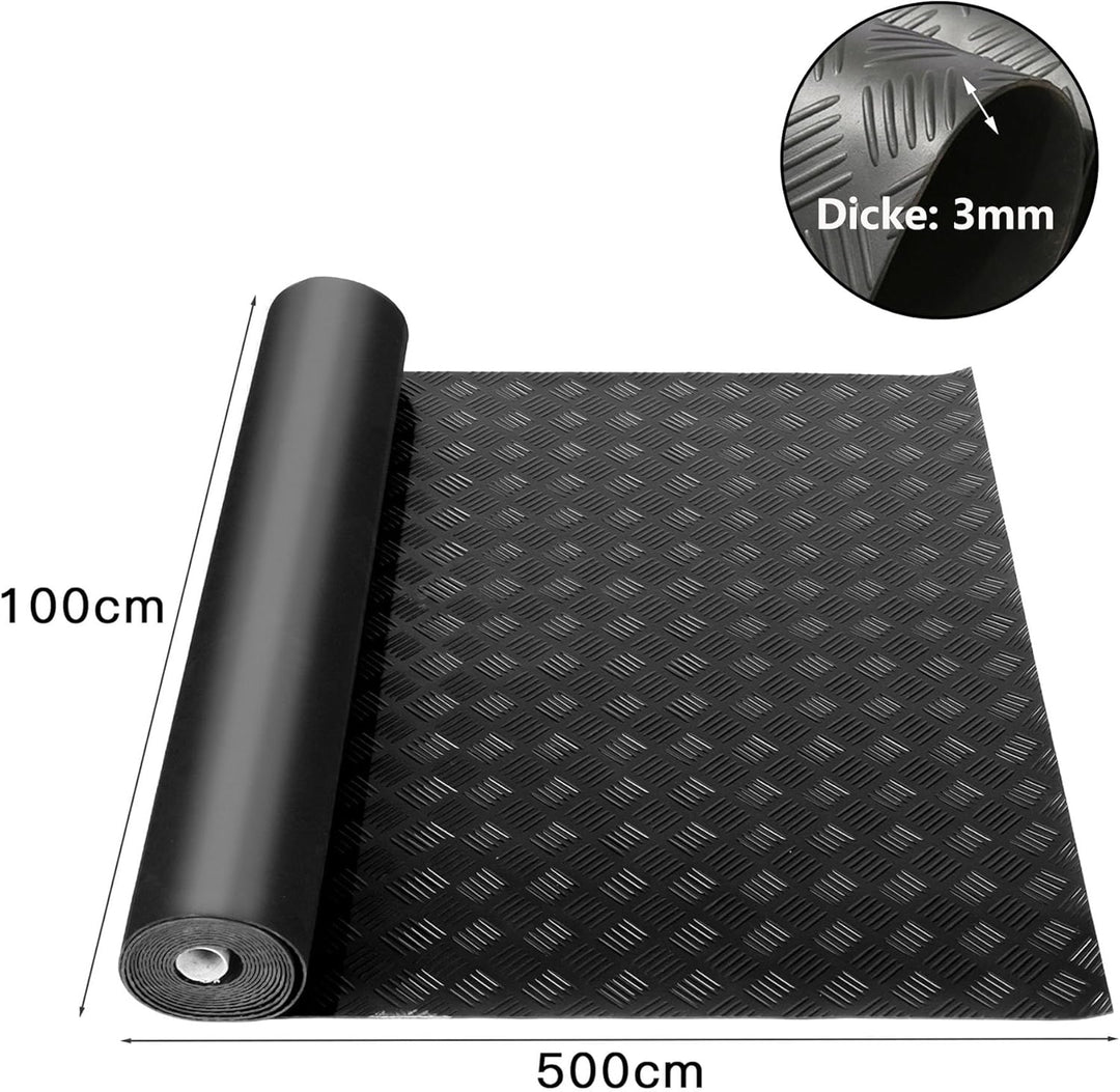 uyoyous Gummimatte Meterware Riffelblechmatte 500 x 100 cm Bodenmatte Schutzmatte 3mm stark Riffelbl
