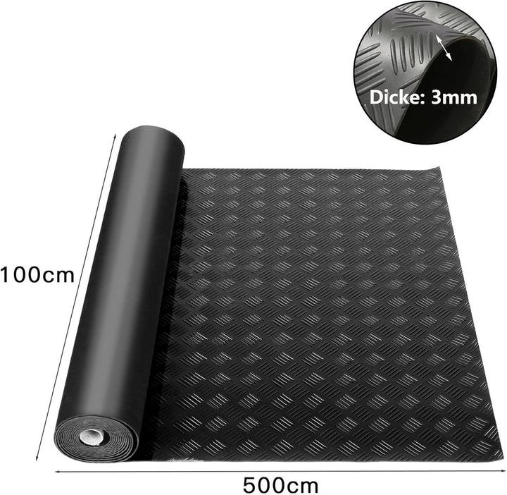 uyoyous Gummimatte Meterware Riffelblechmatte 500 x 100 cm Bodenmatte Schutzmatte 3mm stark Riffelbl