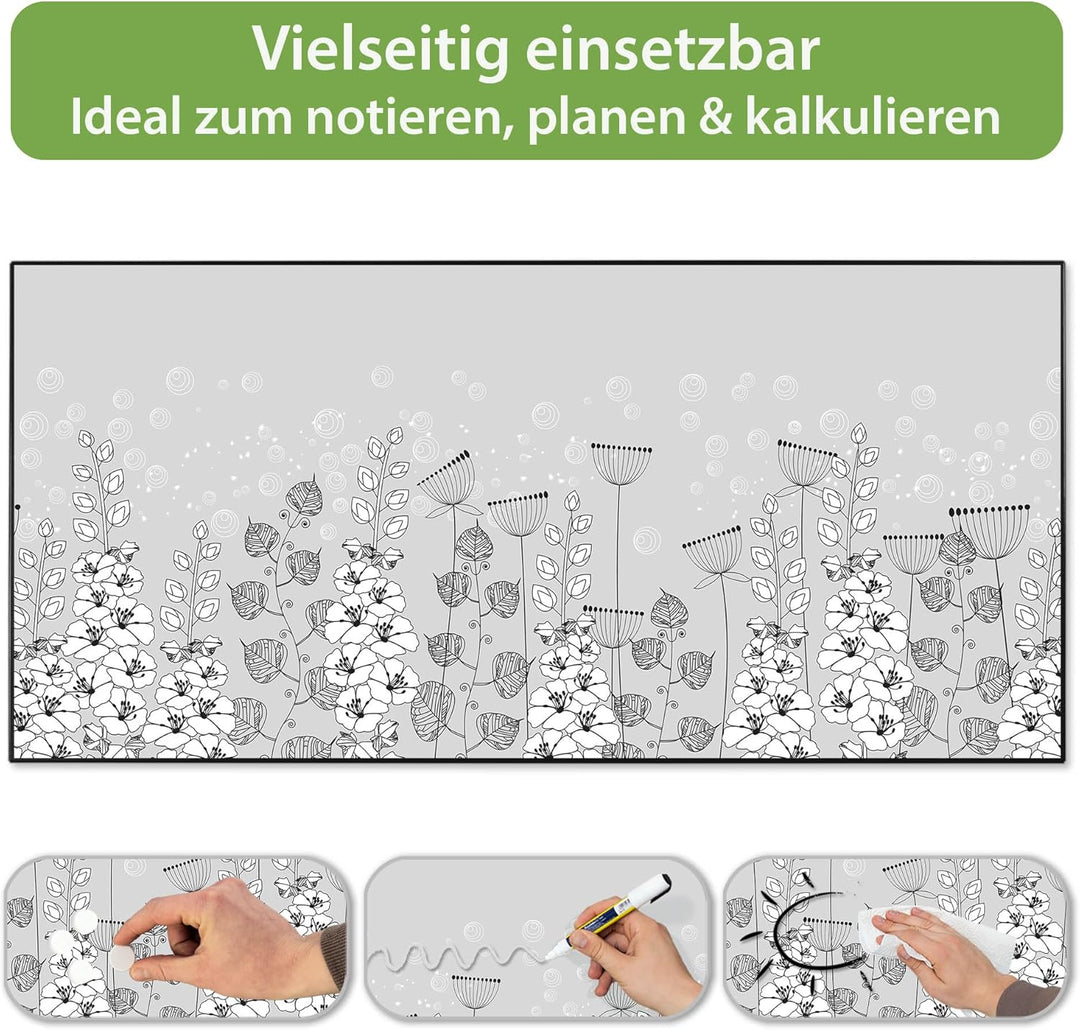 banjado Magnettafel schwarz 78 x 37cm / Magnetwand Metall/Magnetpinnwand als Memoboard/Pinnwand Magn