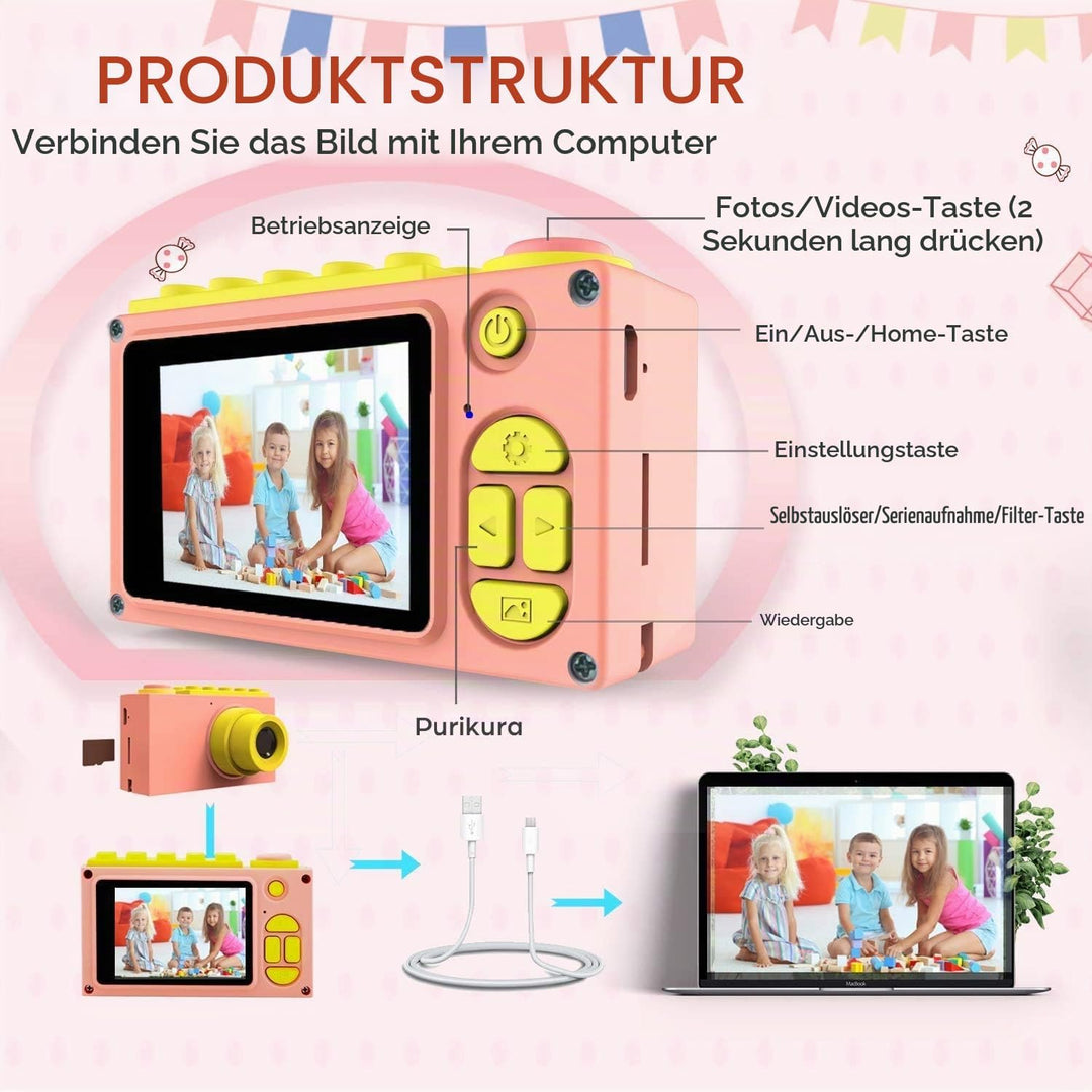 ShinePick Fotoapparat Kinder, Wasserdicht / 8MP / HD 1080P / 2 Inch Bildschirm/Foto &amp; Video/Rahmen/F