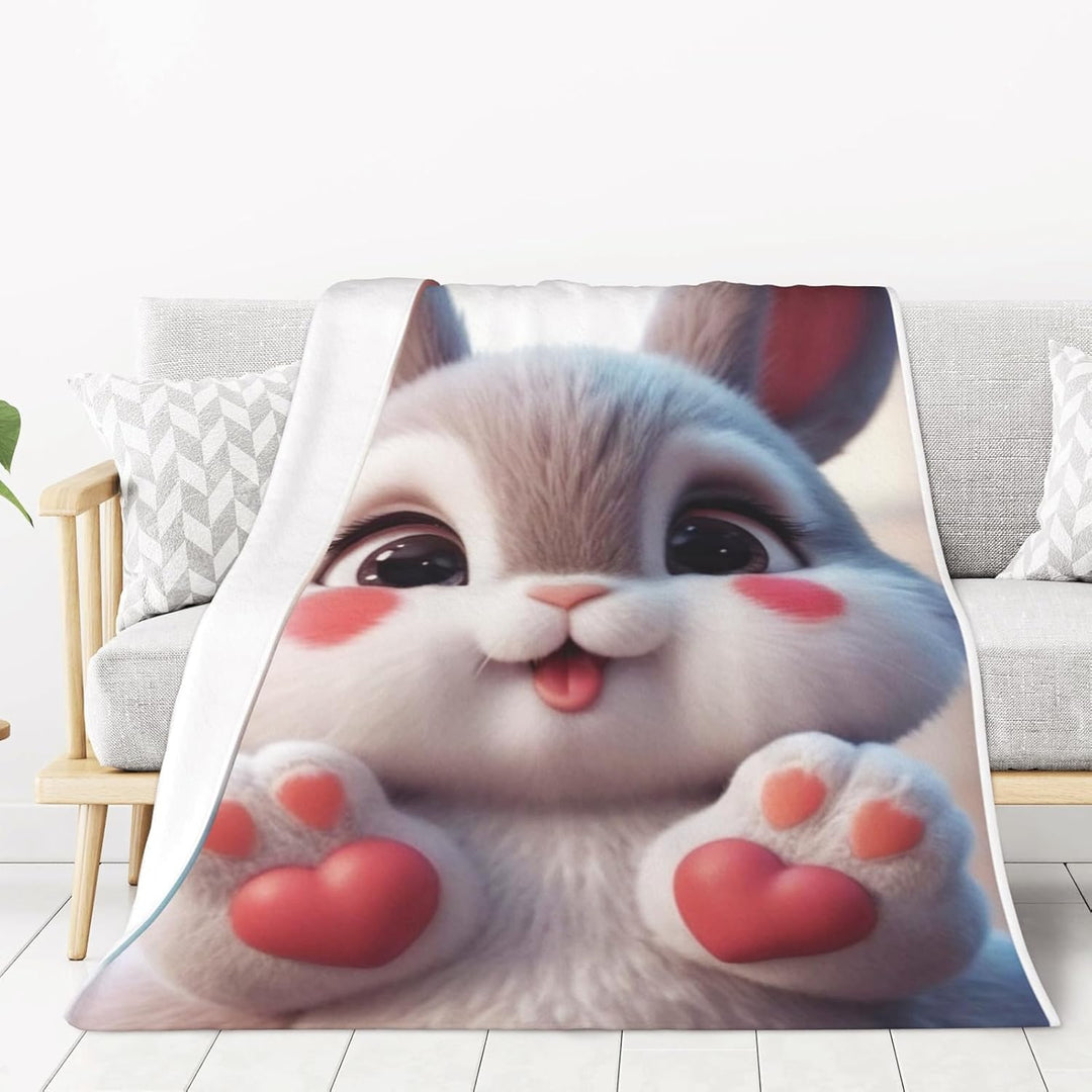 Kuscheldecke Flauschig Geschenke für Sie, 150x200 cm Hase Motiv | Fleecedecke Wohnzimmerdecke Decken