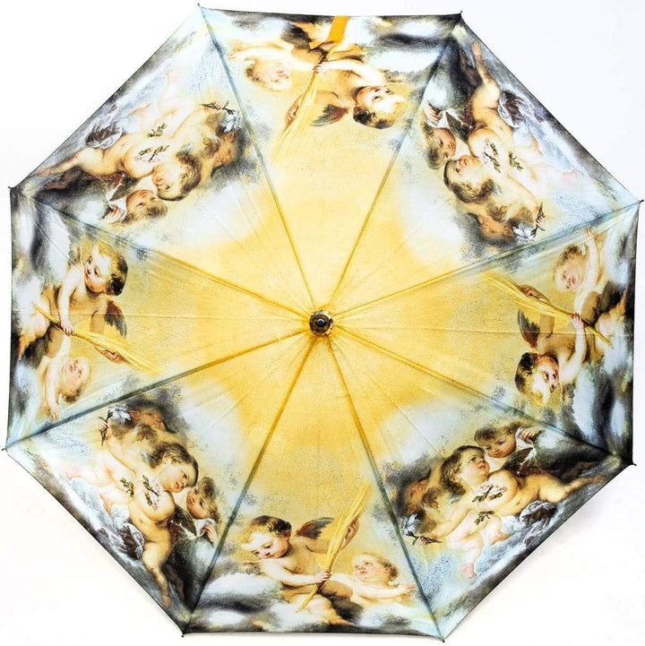 LUCKYWEATHER Regenschirm Stockschirm Damen Motiv Engel in den Wolken Auf-Automatik I Stockregenschir