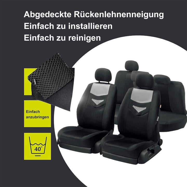 Autositzbezüge Universal Fit Komplettset, universell, Schwarz, Universalbezug, Vordersitzschutz für