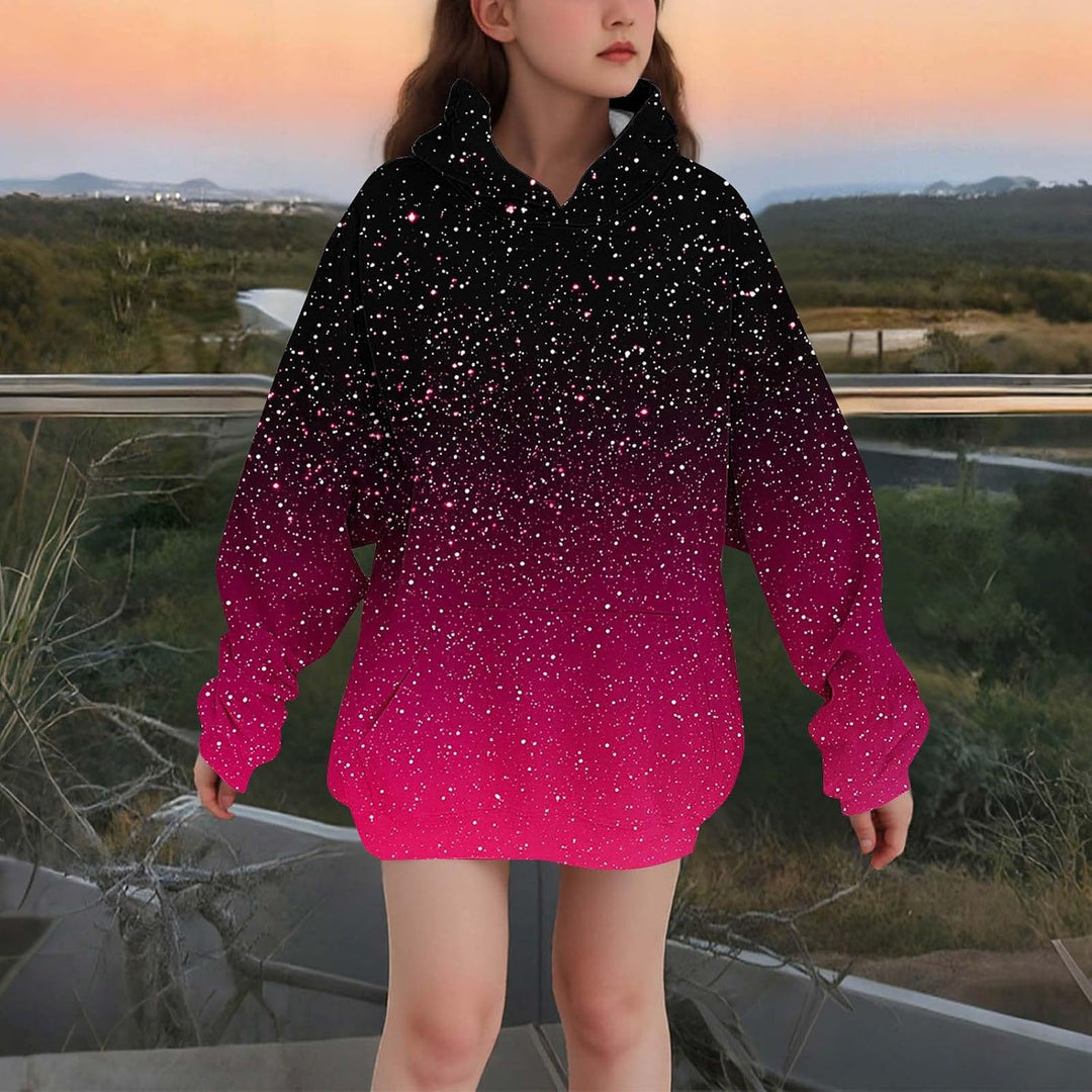 NZYIHAO Hoodie Mädchen Lang Kapuzenpullover Winter Sweatshirt mit Kapuze Casual Pullover Kinder Lang